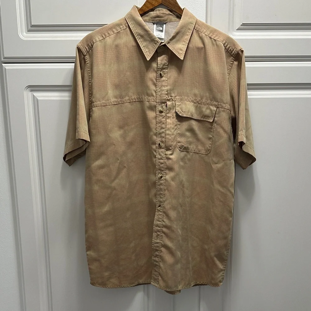 The North Face Men's Casual Tan Button Down Shirt